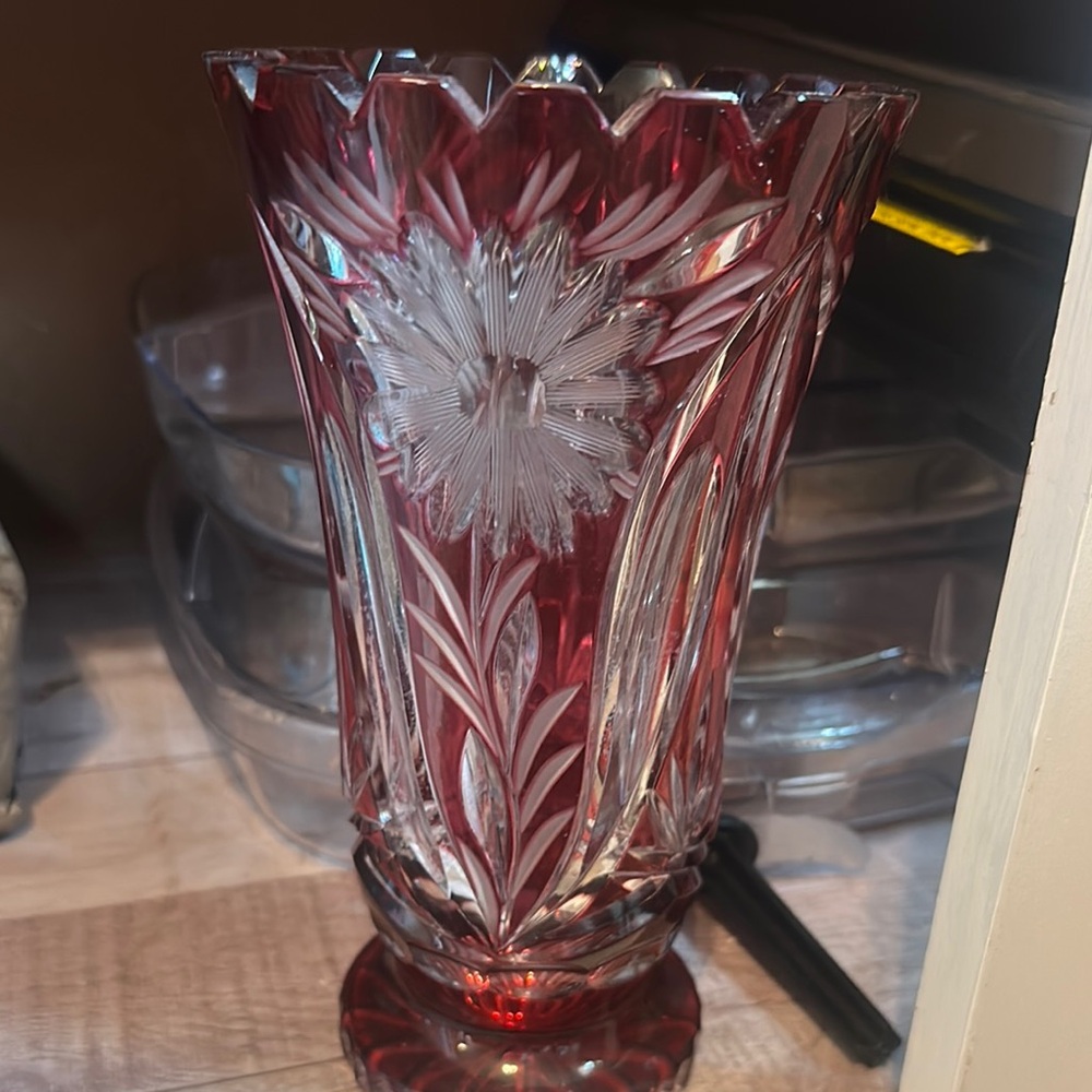 1970s Imperlux Cranberry Vase